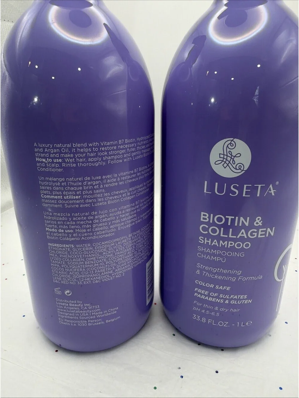 Luseta Biotin & Collagen Conditioner 33.8 oz Liter Lot of 2 Hair Thickening NEW